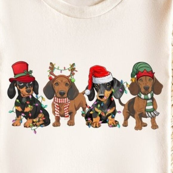 Dachshund Dogs Christmas Light T-Shirt, Dachshund Dogs Christmas T-Shirt - Picture 2 of 5